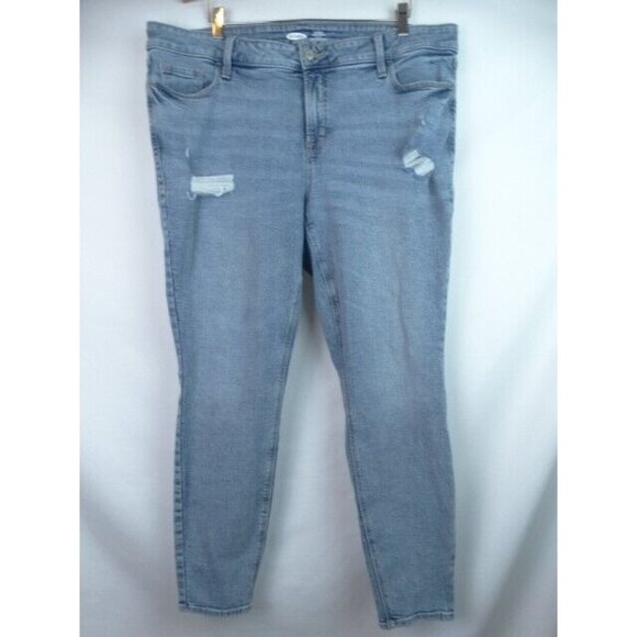Old Navy Women's Rockstar Jeans Size 22 Skinny High Rise Distressed Denim Pants - Picture 1 of 6